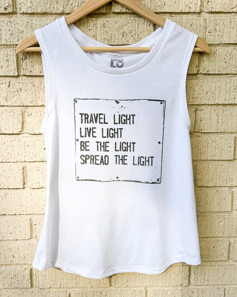 TRAVEL LIGHT ~ White Muscle Tee (5 Tees @ $19 ea)