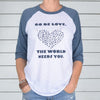 GO BE LOVE... ~ Navy & White Baseball Tee (5 @ $18 ea)
