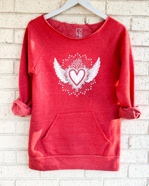 SACRED HEART ~ Red Raw Edge Sweatshirt (5 @ $29 ea)